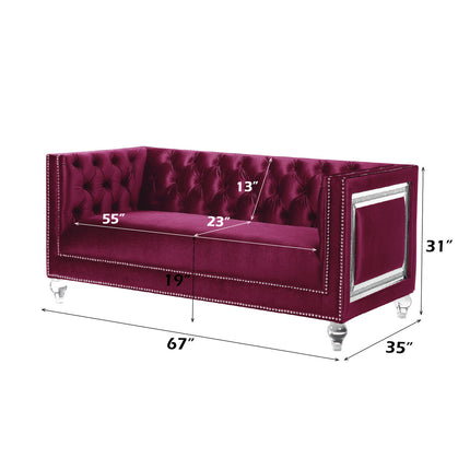 ACME LV01401 Heibero Burgundy Loveseat  4