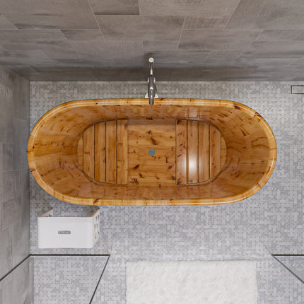ALFI brand AB1105 63" Free Standing Cedar Wooden Bathtub ALFI brand