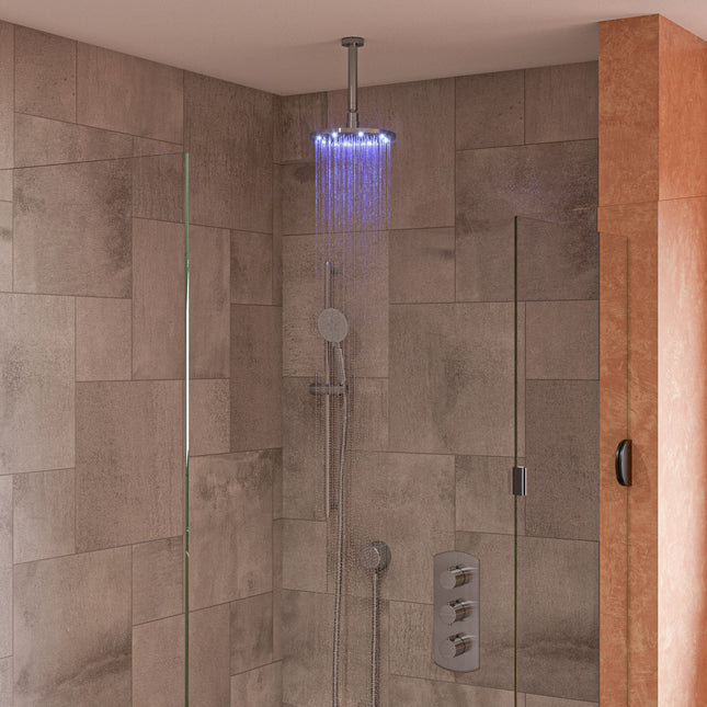 ALFI brand LED8R-BN Brushed Nickel 8" Round Multi Color LED Rain Shower Head Alfi Brand
