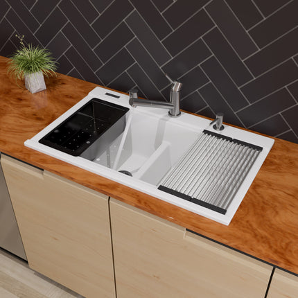 ALFI brand AB2025-BSS Solid Stainless Steel Pull Out Swivel Kitchen Faucet