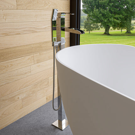 ALFI brand AB2843-PC Polished Chrome Single Hole Floor Mounted Waterfall Tub Filler Alfi Brand