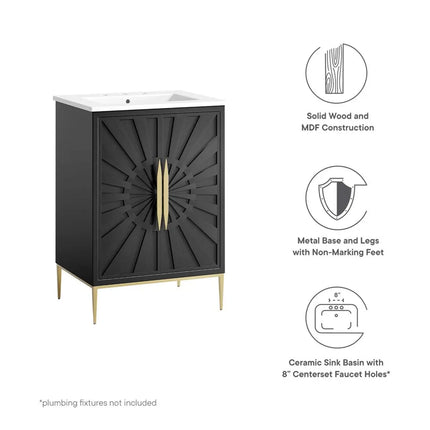 Modway EEI-6289-WHI-BLK Awaken 24" Bathroom Vanity Modway
