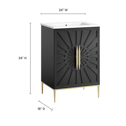 Modway EEI-6289-WHI-BLK Awaken 24" Bathroom Vanity Modway