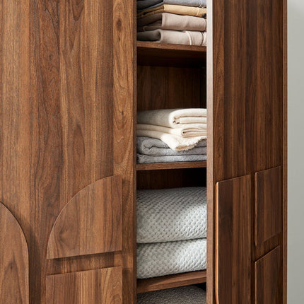 Modway MOD-7164-WAL Bulwark 3-Door Wardrobe Closet Walnut Modway