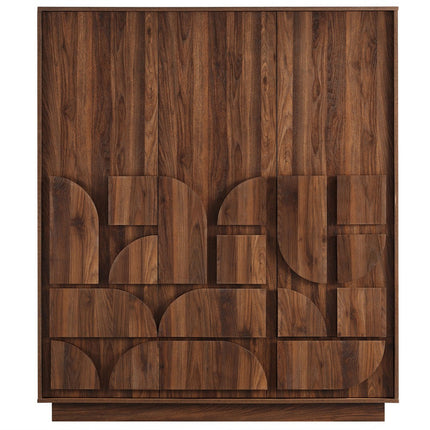 Modway MOD-7164-WAL Bulwark 3-Door Wardrobe Closet Walnut Modway