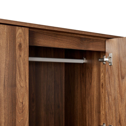 Modway MOD-7164-WAL Bulwark 3-Door Wardrobe Closet Walnut Modway