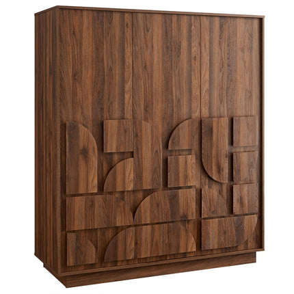 Modway MOD-7164-WAL Bulwark 3-Door Wardrobe Closet Walnut Modway