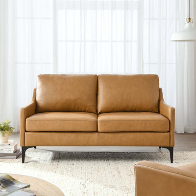 Modway EEI-6020-TAN Corland Leather Loveseat Tan