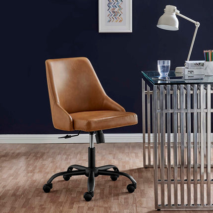 Modway EEI-4372-BLK-TAN Designate Swivel Vegan Leather Office Chair Black Tan Modway