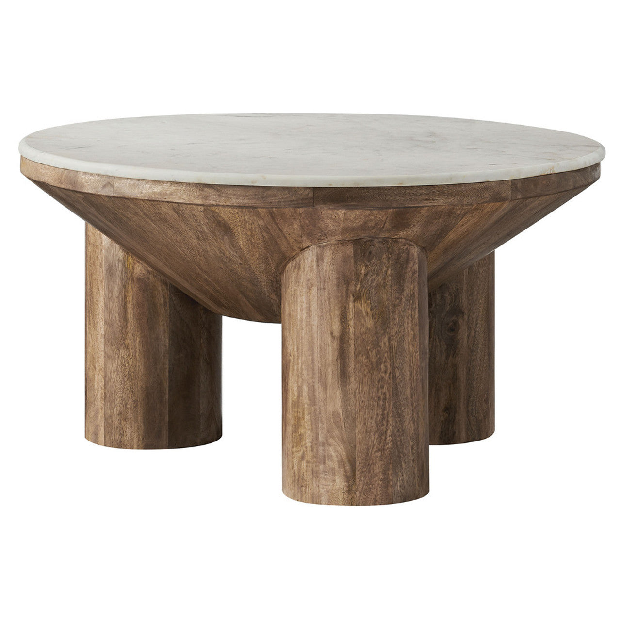 Modway EEI-7146-WAL Ellison 33" Round Wood Coffee Table With Marble Top Walnut