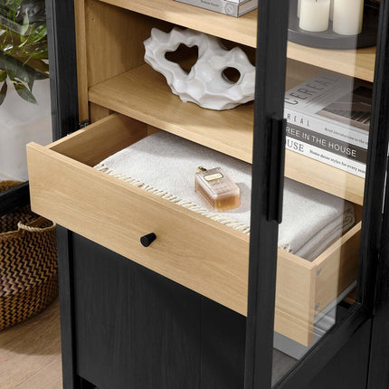 Modway EEI-6834-BLK-OAK Evie Arched Tall Display Cabinet Black Oak Modway