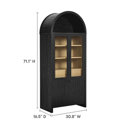 Modway EEI-6834-BLK-OAK Evie Arched Tall Display Cabinet Black Oak Modway