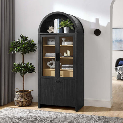 Modway EEI-6834-BLK-OAK Evie Arched Tall Display Cabinet Black Oak Modway