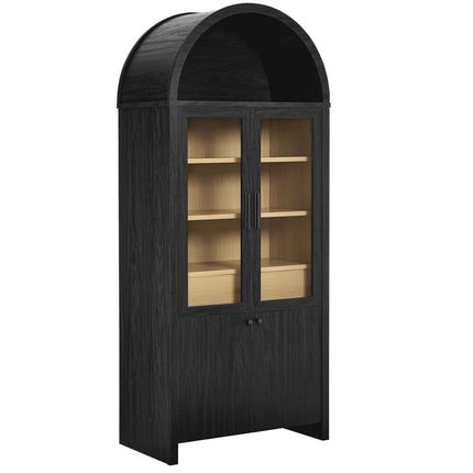 Modway EEI-6834-BLK-OAK Evie Arched Tall Display Cabinet Black Oak Modway