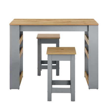 Modway EEI-6730-OAK-GRY Galley 3-Piece Kitchen Island and Stool Set Oak Gray Modway