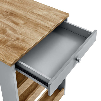 Modway EEI-6730-OAK-GRY Galley 3-Piece Kitchen Island and Stool Set Oak Gray Modway