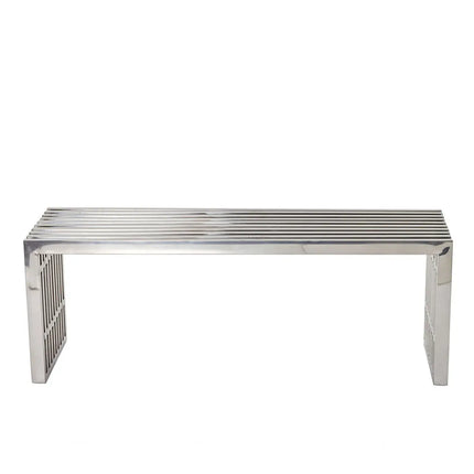 Modway EEI-570-SLV Gridiron Large Stainless Steel Bench Silver Modway