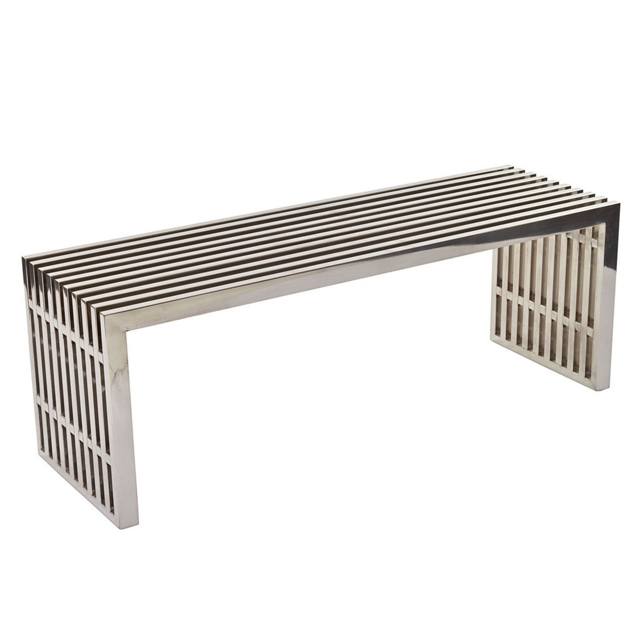 Modway EEI-570-SLV Gridiron Large Stainless Steel Bench Silver