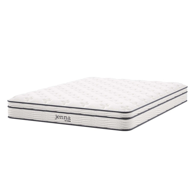 Modway MOD-6135-WHI Jenna 8" Innerspring and Foam Queen Mattress White Modway