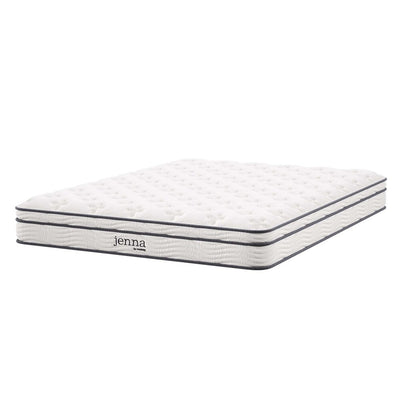 Modway MOD-6135-WHI Jenna 8" Innerspring and Foam Queen Mattress White