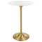 Modway EEI-3264-GLD-WHI Lippa 28" Round Faux Marble Bar Table Gold White Modway