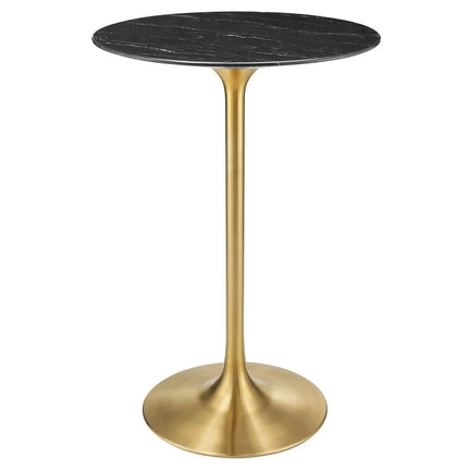 Modway EEI-5533-GLD-BLK Lippa 28" Round Faux Marble Bar Table Gold Black Modway
