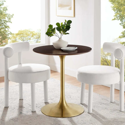 Modway EEI-5212-GLD-CHE Lippa 28" Round Wood Dining Table Gold Cherry Walnut Modway