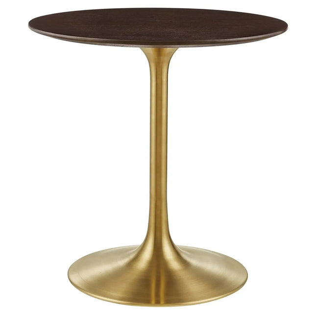 Modway EEI-5212-GLD-CHE Lippa 28" Round Wood Dining Table Gold Cherry Walnut Modway