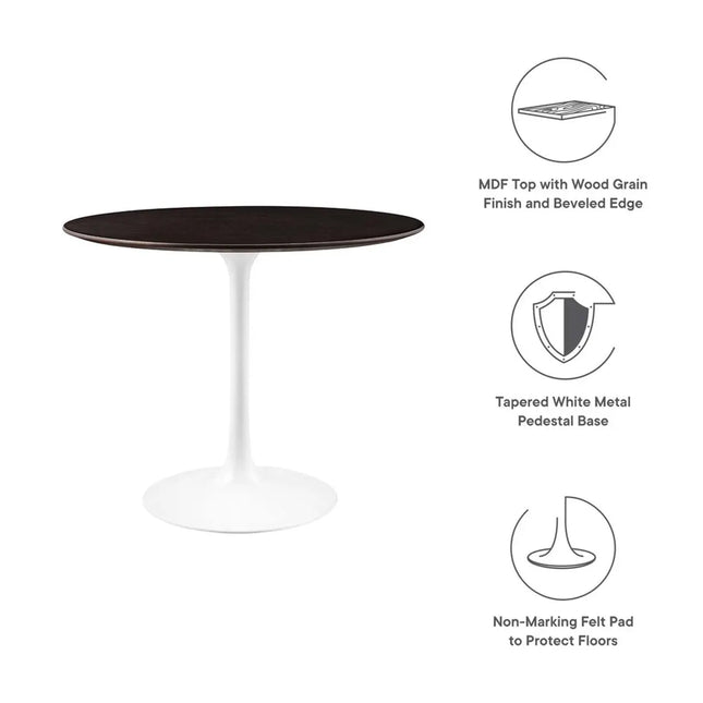 Modway EEI-5157-WHI-CHE Lippa 36" Round Wood Dining Table White Cherry Walnut Modway