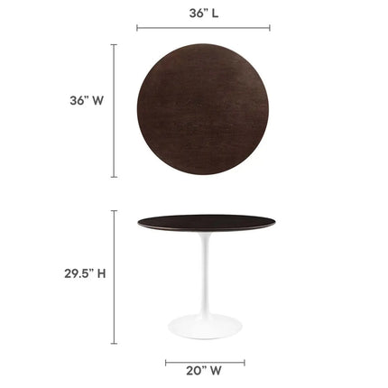 Modway EEI-5157-WHI-CHE Lippa 36" Round Wood Dining Table White Cherry Walnut Modway