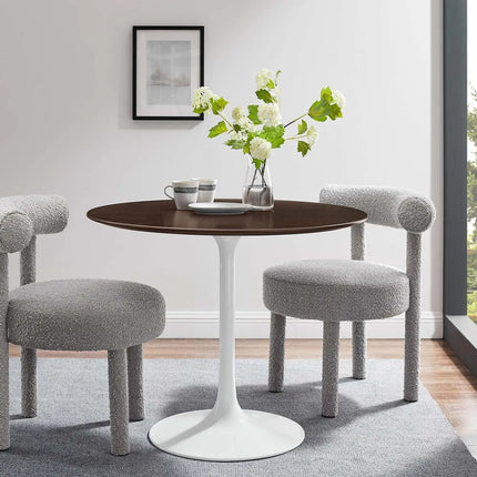 Modway EEI-5157-WHI-CHE Lippa 36" Round Wood Dining Table White Cherry Walnut Modway