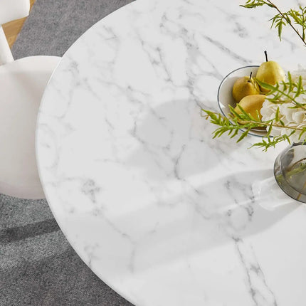 Modway EEI-3231-GLD-WHI Lippa 40" Round Faux Marble Dining Table Gold White Modway