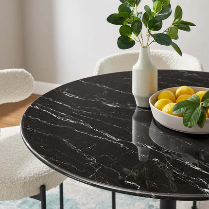 Modway EEI-4876-BLK-BLK Lippa 40" Round Faux Marble Dining Table Black Black Modway