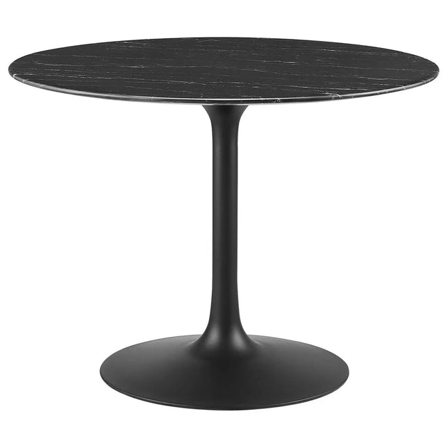 Modway EEI-4876-BLK-BLK Lippa 40" Round Faux Marble Dining Table Black Black Modway