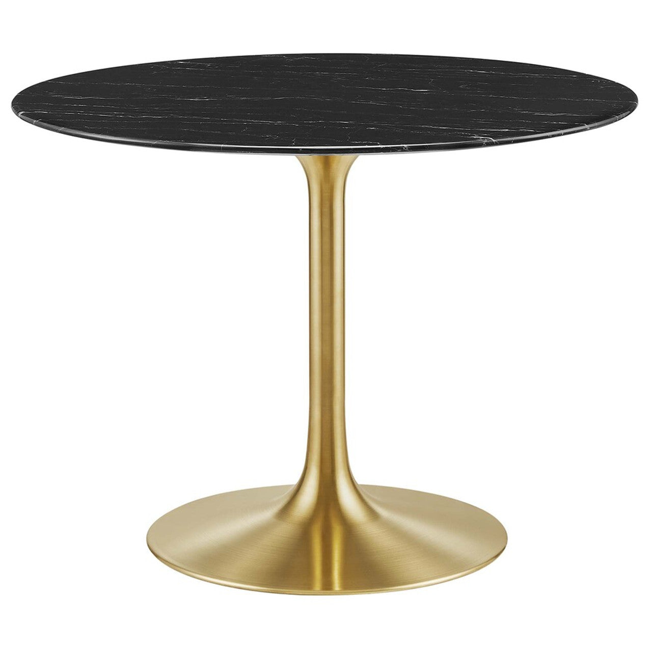 Modway EEI-5238-GLD-BLK Lippa 40" Round Faux Marble Dining Table Gold Black