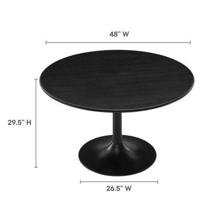 Modway EEI-7051 Lippa 48" Round Solid Wood Dining Table in Black Modway