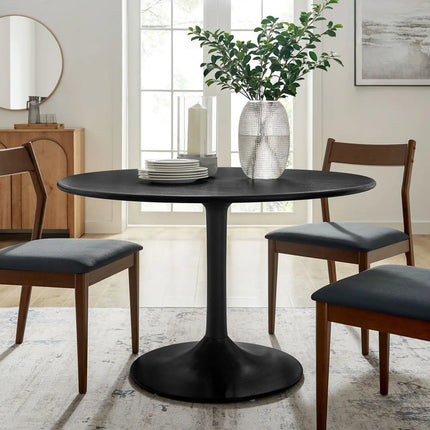 Modway EEI-7051 Lippa 48" Round Solid Wood Dining Table in Black Modway