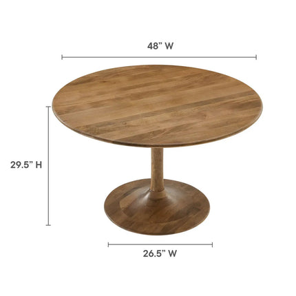 Modway EEI-7051 Lippa 48" Round Solid Wood Dining Table in Black Modway
