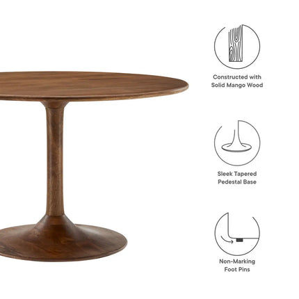 Modway EEI-7051 Lippa 48" Round Solid Wood Dining Table in Black Modway