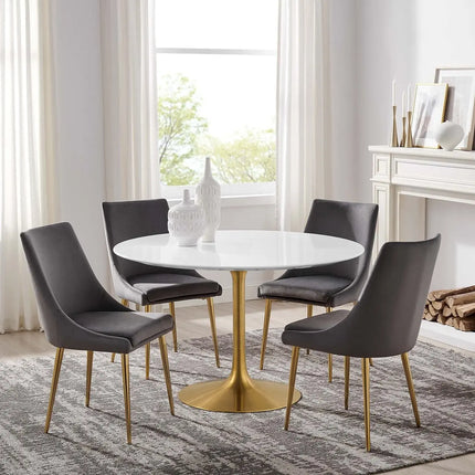 Modway EEI-3227-GLD-WHI Lippa 48" Round Wood Dining Table Gold White Modway
