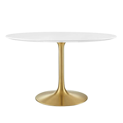 Modway EEI-3227-GLD-WHI Lippa 48" Round Wood Dining Table Gold White Modway