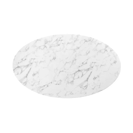 Modway EEI-3531-BLK-WHI Lippa 60" Oval Faux Marble Dining Table Black White Modway