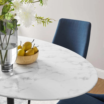 Modway EEI-3531-BLK-WHI Lippa 60" Oval Faux Marble Dining Table Black White Modway