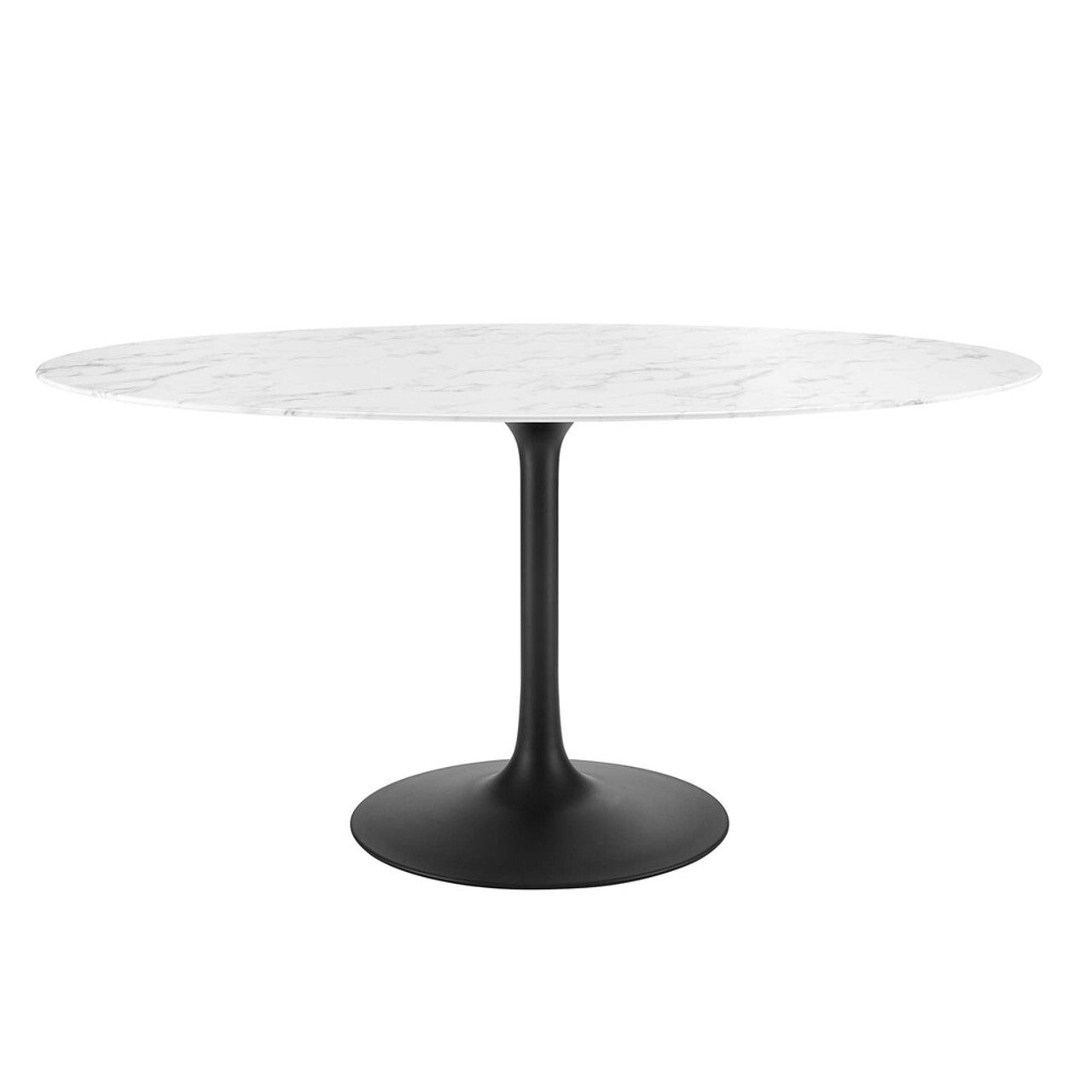 Modway EEI-3531-BLK-WHI Lippa 60" Oval Faux Marble Dining Table Black White