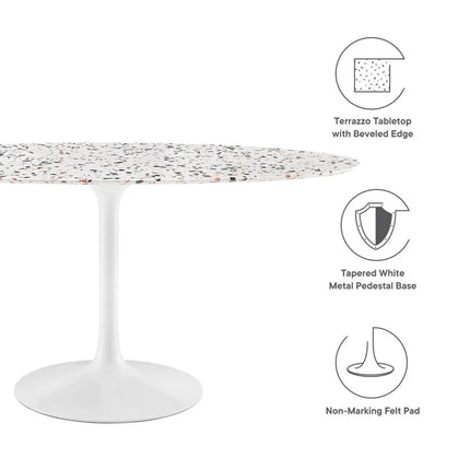 Modway EEI-5734-WHI-WHI Lippa 60" Oval Terrazzo Dining Table White White Modway