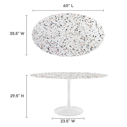 Modway EEI-5734-WHI-WHI Lippa 60" Oval Terrazzo Dining Table White White Modway