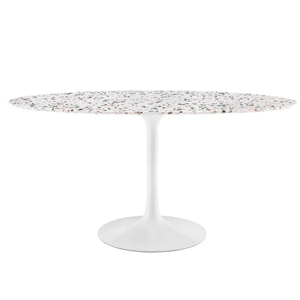 Modway EEI-5734-WHI-WHI Lippa 60" Oval Terrazzo Dining Table White White Modway