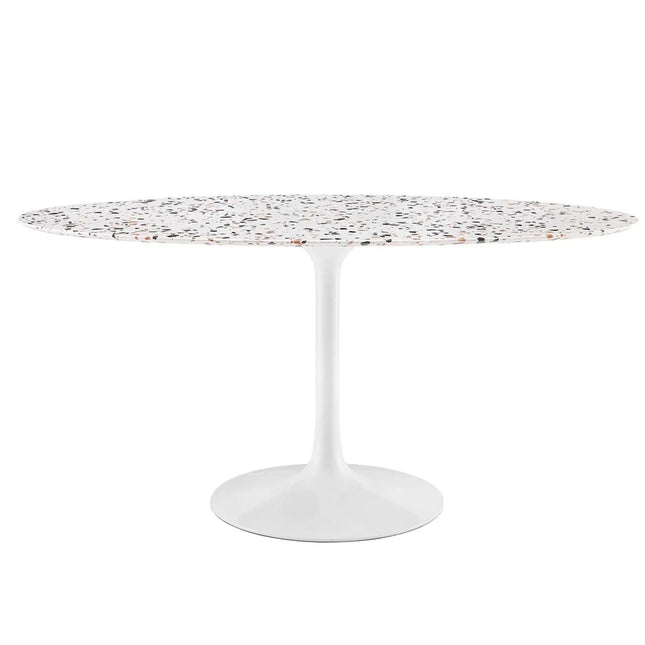 Modway EEI-5734-WHI-WHI Lippa 60" Oval Terrazzo Dining Table White White Modway