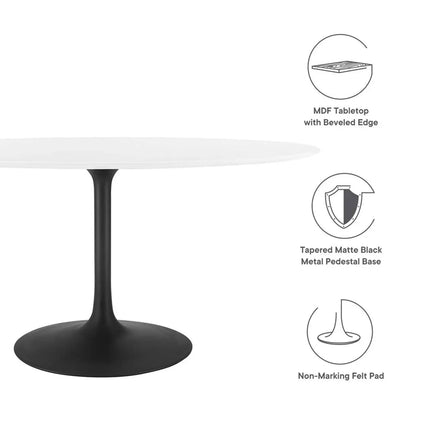 Modway EEI-3539-BLK-WHI Lippa 60" Oval Wood Dining Table Black White Modway