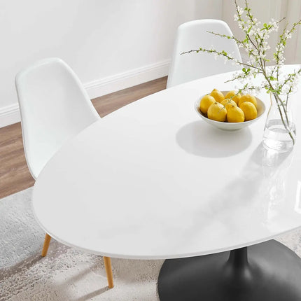 Modway EEI-3539-BLK-WHI Lippa 60" Oval Wood Dining Table Black White Modway